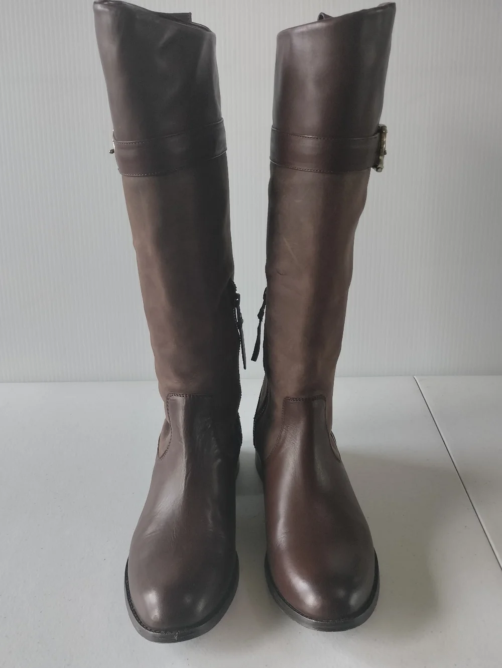Johnston & Murphy Classic 7.5 Brown Faux Leather Riding Boots Office Chic Preppy